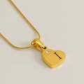 Collier pendentif cœur doré avec chaîne serpent, lettre I et cristal étincelant - Lettre I