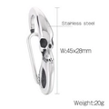 Skull head stainless steel carabiner keychain in silver, size 45x28mm and 20g weight - Skull Style (KLJ8546-KJX)
