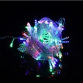 Multicolor LED Christmas fairy lights with transparent wire on reflective black base - 9.5M Colorful LED String Lights (PS-050)