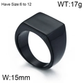 Men's matte black stainless steel signet ring with square face and 15mm width - US 7 / Square Black