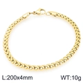 Goldenes Edelstahl-Weizenkettenarmband mit Karabinerverschluss 200mm Länge und 4mm Breite - 200x4mm / Gold
