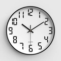 Orologio da parete moderno da 12 pollici con cornice nera e numeri in stile digitale - Cornice Nera Quadrante Bianco