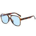 Lunettes de soleil aviateur rétro écaille de tortue avec verres bleu clair, vue latérale - Monture Écaille Verres Bleu Transparent