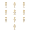 Detailed close-up of 10 pieces gold-colored fishbone alloy charms for jewelry making - 5# Fishbone (10Pcs)