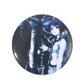 Round alloy badge featuring a blue cyberpunk anime girl illustration with pin back - Cyberpunk Girl Lain Style (XZ6394)