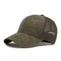 Cappello trucker mimetico tattico in marrone scuro e verde oliva per l'esterno - Regolabile / Verde Militare Mezza Rete