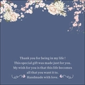 Handmade greeting card with pink cherry blossoms and white roses on a blue background - Card Only (Without Necklace)