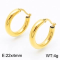Pendientes de aro gruesos de acero inoxidable dorado 22mm con acabado de espejo pulido - Dorado