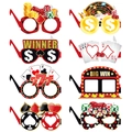 Set of 8 casino party paper glasses featuring poker, dice, and lucky slot machine designs - 8pcs Paper Glasses
