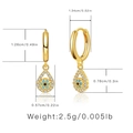 Gold-plated hoop earrings with devil's eye teardrop pendant and zircon accents - Evil Eye Teardrop (KEAM0090)