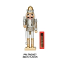 Casse-noisette roi 30cm en bois or et argent avec couronne, sceptre et boîte cadeau - Roi d'or et d'argent (TN3007)