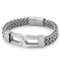Bracciale da uomo in acciaio inossidabile argento con doppia catena a serpente - Stile Acciaio (KB149650-KFC)