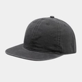Detalle de gorra snapback de seis paneles en algodón lavado negro con visera plana - Ajustable / gris oscuro