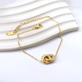 Bracciale vintage francese placcato oro 18K con anelli geometrici scintillanti per lei - Oro Anelli Intrecciati con Zircone