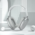 Silver P9 AirMax wireless headphones with white mesh cushions and sleek metal earcups - White