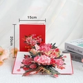 3D pop-up greeting card featuring a bouquet of flowers in 15cm x 20cm size - Spinning Carnation (Red Cover)