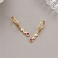 Elegant 14K gold plated earrings featuring a vertical trio of gradient round zircons - H-8639 Three-color Gradient Zircon