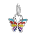 Pendentif papillon en émail coloré avec dégradés bleu et rouge et cristaux brillants - Spécification Standard / Papillon Coloré (L01227/43-16)