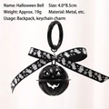 Llavero de campana de calabaza de Halloween en metal negro con cinta de fantasma y mosquetón - Negro