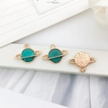 Green star planet charms in gold zinc alloy for DIY creative jewelry making - Round Star Satellite Earth