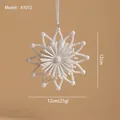 Sparkly white glitter snowflake ornament with satin ribbon for Christmas tree decor, 12cm - Champagne 3D Snowflake
