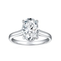 Anello in argento con moissanite taglio ovale da 2,5 carati e classica montatura a quattro griffe - US 5 / 7*10mm (2,5 Carati)