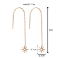 Elegant gold-plated star threader earrings with sparkly cubic zirconia measuring 5cm in length - NE1035 Eight-pointed Star