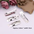 Silver rectangular metal snap hair clips set with 6.8cm length for DIY accessories - Silver Rectangle 7cm