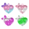 Tie-dye heart-shaped pop it fidget toys with bow details in 4 marble colors - Heart Bow Pop 5.1*4.5cm