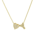 Gold heart bubble necklace with letter Y and micro-paved cubic zirconia crystals - Letter Y