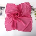 Solid bright pink chiffon square scarf with lightweight texture and smooth fabric - Rose Red