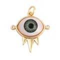 Goldener Anhänger mit grünem Auge und Metallspitzen für DIY-Schmuckherstellung - M86-A4 Graugrün Auge Spitze
