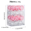 24-piece set of 6cm transparent pink Christmas ball ornaments in a clear PVC box display - Pink