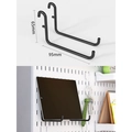Matte black metal U-shaped hooks for pegboard storage system, 65mm height and 95mm depth - Long Metal Hooks 2Pcs - Black