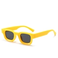 Fashionable bright yellow square sunglasses with dark lenses and thick plastic frame - Yellow Frame Grey Lens