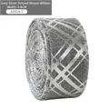 Nastro grigio da 3,8cm in finto lino con strisce argentate per decoro natalizio - Motivo Argento Grigio / Nastro a Griglia Argento Grigio Largo 3,8 cm