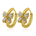 Minimalist 18K gold butterfly earrings with cubic zirconia tassels and small steel hoops - Bow Knot Shape Style (Gold-20)