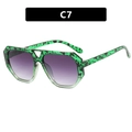 Green marble polygon sunglasses with double bridge and purple gradient lenses, C7 variant - Green Marble Double Grey