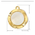Detailed size specifications for the stainless steel shell pendant measuring 19mm by 22mm - YE104-Round Gold Base White Shell