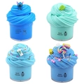 Blue Stitch butter slime kit with colorful scented clay in transparent jars - 4PCS Set 8 (Dark Blue Mint Green Sky Blue)