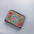Bohemian mandala beadwork accordion wallet with colorful embroidery and zipper closure - No.05 (Mandala Gemstone)