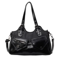 Sac à bandoulière vintage noir en cuir et nylon avec plusieurs poches pratiques - Noir