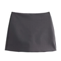 Flat lay of a minimalist dark gray mini skort in smooth premium woven fabric - Gray