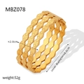 Wide hollow hexagonal honeycomb bangle in polished gold-plated titanium steel finish - Hexagonal Honeycomb Style (Z078)