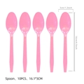 Pink disposable plastic party spoons, 10-piece set, 6.3 inch length for birthday supplies - Pink Spoons - 10PCS