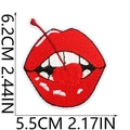 Red lips biting cherry embroidered patch for clothing with detailed dimensions - Red Lips Cherry (10号)