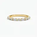 Macro view of gold s925 silver ring featuring alternating round and marquise moissanite - Moissanite Small Ring Type 1