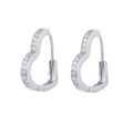 Macro shot of silver heart earrings with sparkling pavé zircons on a white background - Large (23mm) / Silver