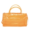 Vibrant orange transparent PVC duffel bag with dual top handles and zipper closure - Orange