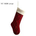Classic 18-inch large red and white cable knit Christmas stocking for holiday decor - 18 Inch / 46CM Large / Burgundy & Ivory